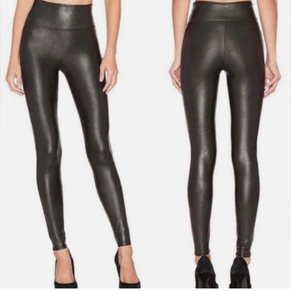 SPANX Pants - Spanx Leggings Womens M Faux Leather Black Skinny Mid-Rise